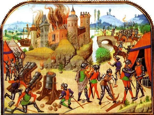 peinture médiévale représentant un siège